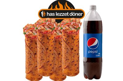 4'lü Tavuk Döner Dürüm (Medium) Menü