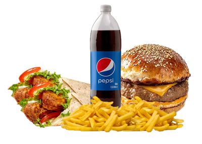 Cheese Burger & 2'li Detroit Izgara Tavuk Dürüm Menü (3 Kişilik)