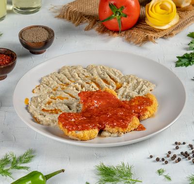 Vegan Patlıcan Beğendi Yatağı & Nugget