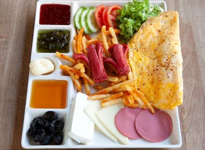 Sade Omletli Kahvaltı Tabağı