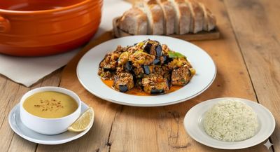 Mercimek Çorbası & Patlıcan Musakka & Pirinç Pilavı