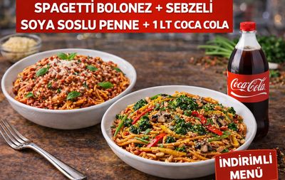 Sebzeli Soya Soslu + Kıymalı Domates Soslu Makarna 