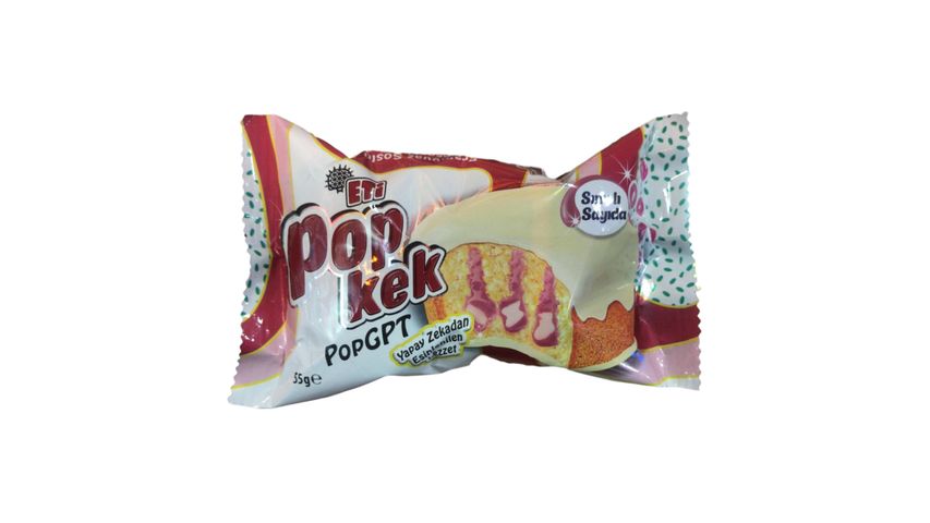 Eti Popkek PopGPT Frambuaz Soslu Beyaz Kaplamalı Kek 55 g - yemeksepeti.com