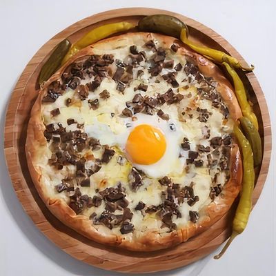 Kavurmalı Kaşarlı Pide (Açık) (Yuvarlak)