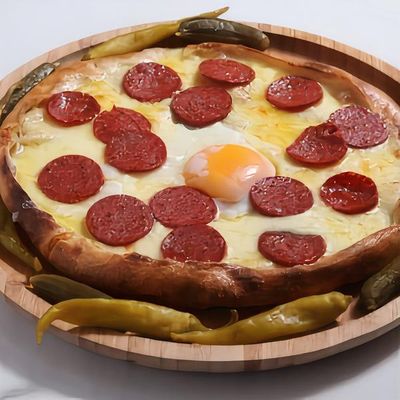 Sucuklu Kaşarlı Pide (Açık) (Yuvarlak)