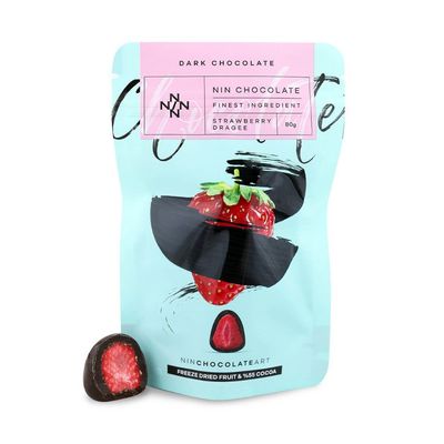 Bitter Çikolata Kaplı Kurutulmuş Çilek Draje (80 gr.)