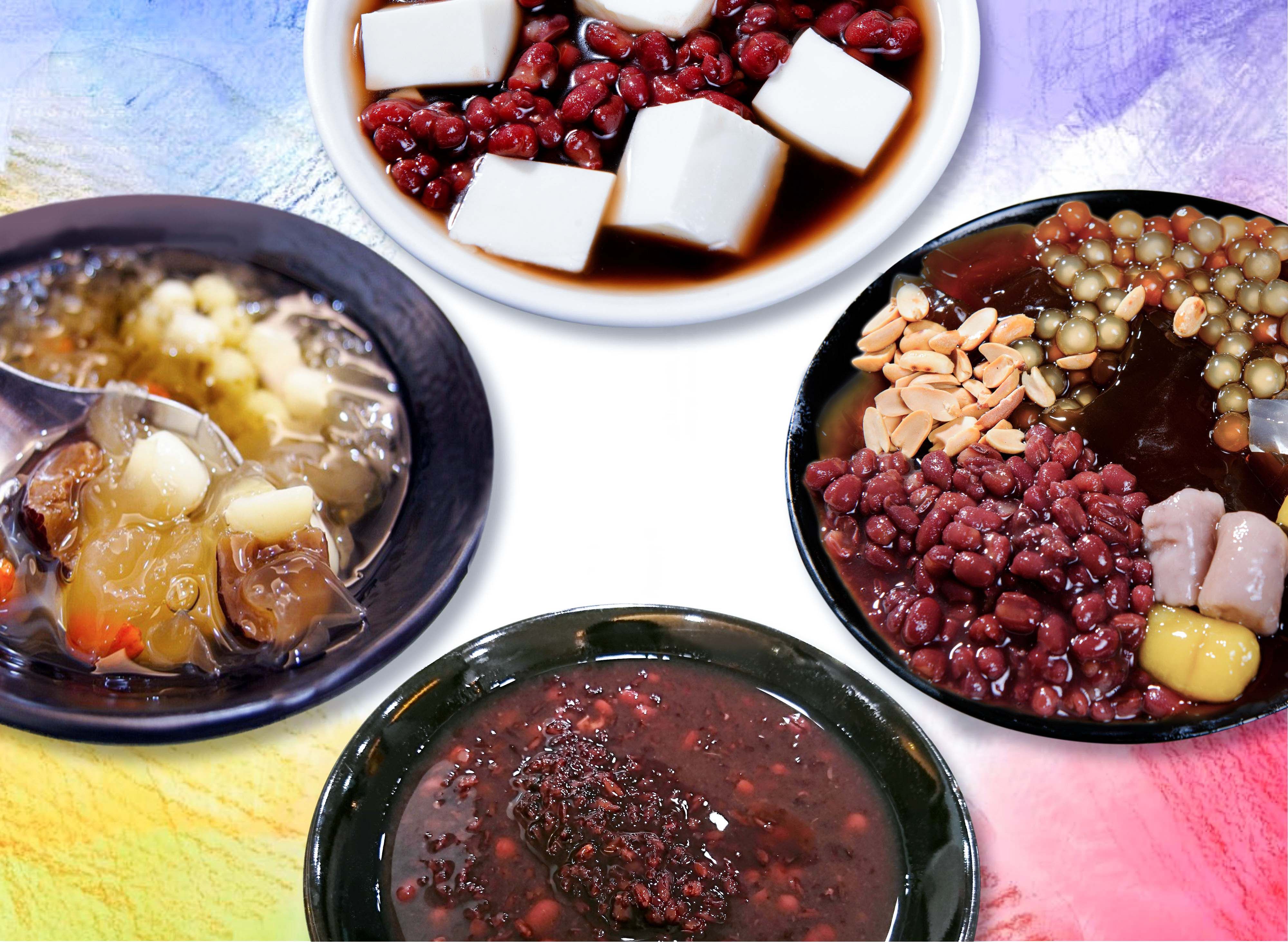 杏子豆腐冰.嫩仙草.紫米紅豆.銀耳蓮子