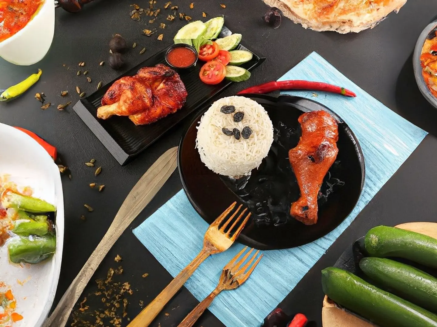 Half Grilled Chicken With White Rice