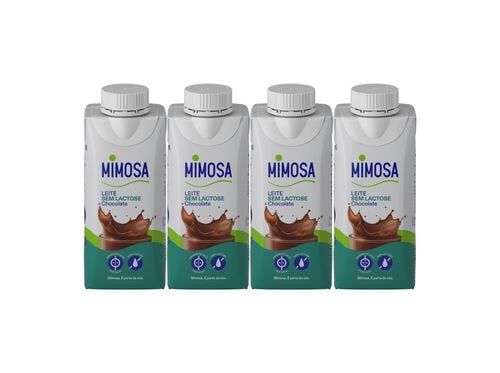 LEITE MIMOSA COM CHOCOLATE MEIO GORDO SEM LACTOSE 4X200ML