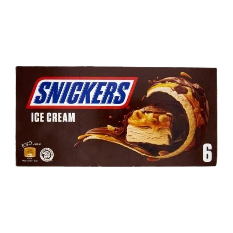 Snickers Gelado Caramelo e Manteiga de Amendoim com cobertura Chocolate 270g (6un)