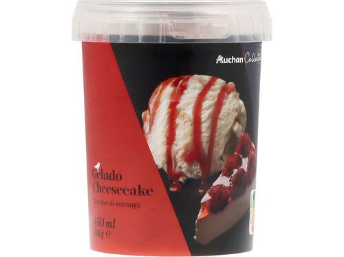 GELADO AUCHAN COLLECTION CHEESECAKE MORANGO 450ML