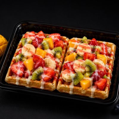 Fruit and chocolate waffles