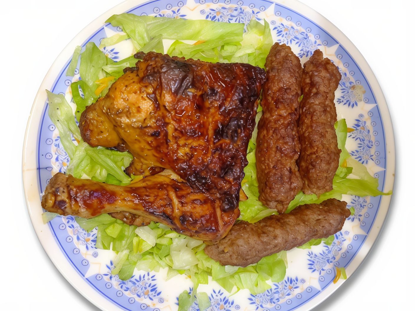 3 Pieces Of Kofta And Quarter Chicken Meal With Bread And Salad