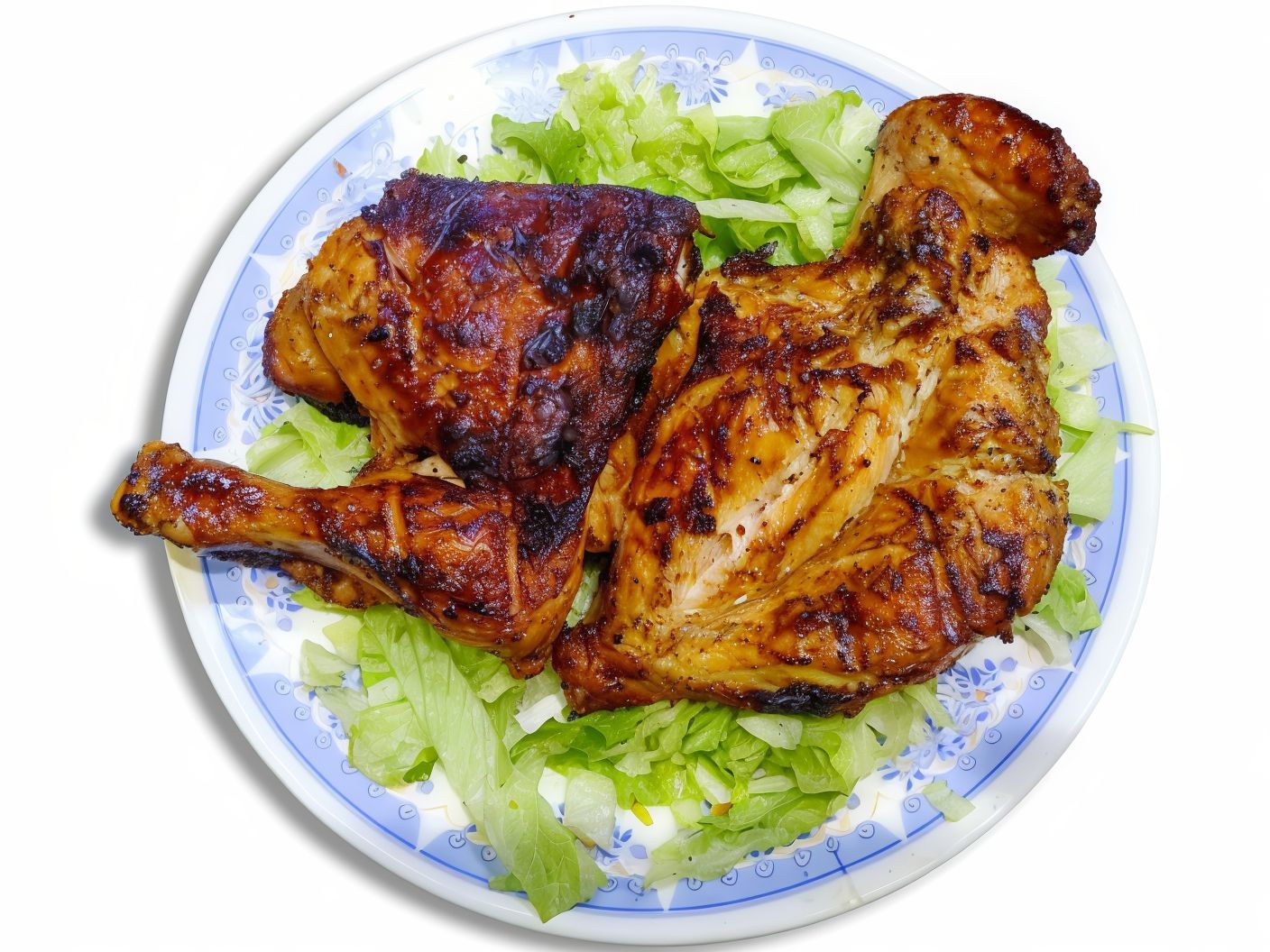 Half Grilled Chicken Meal With Bread And Salad