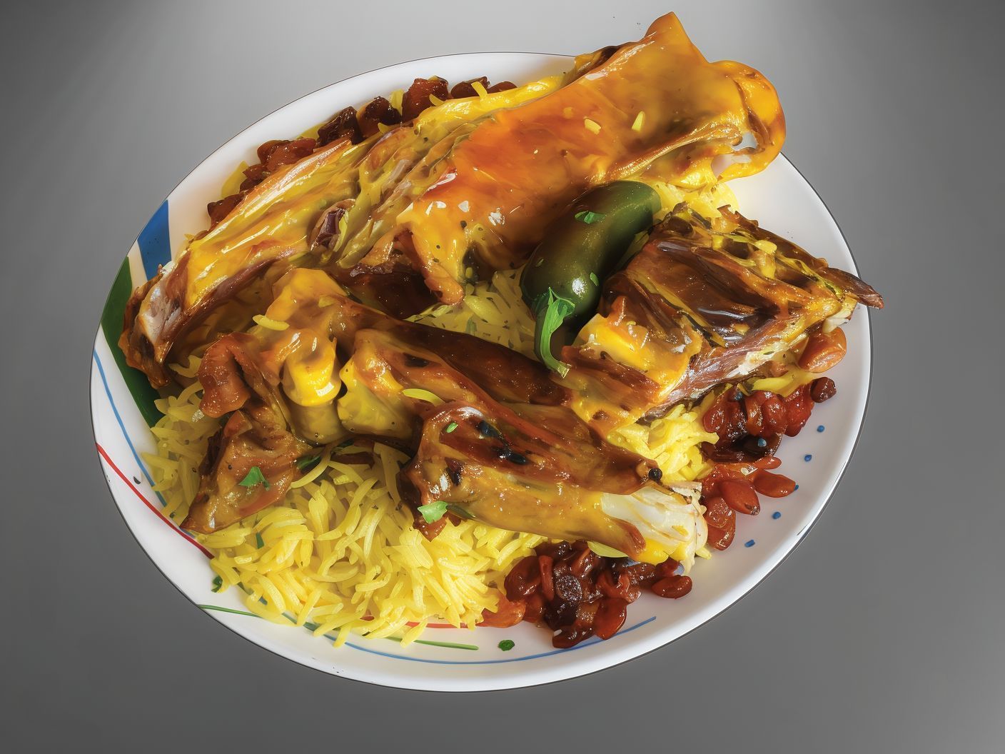 Meat platter with rice