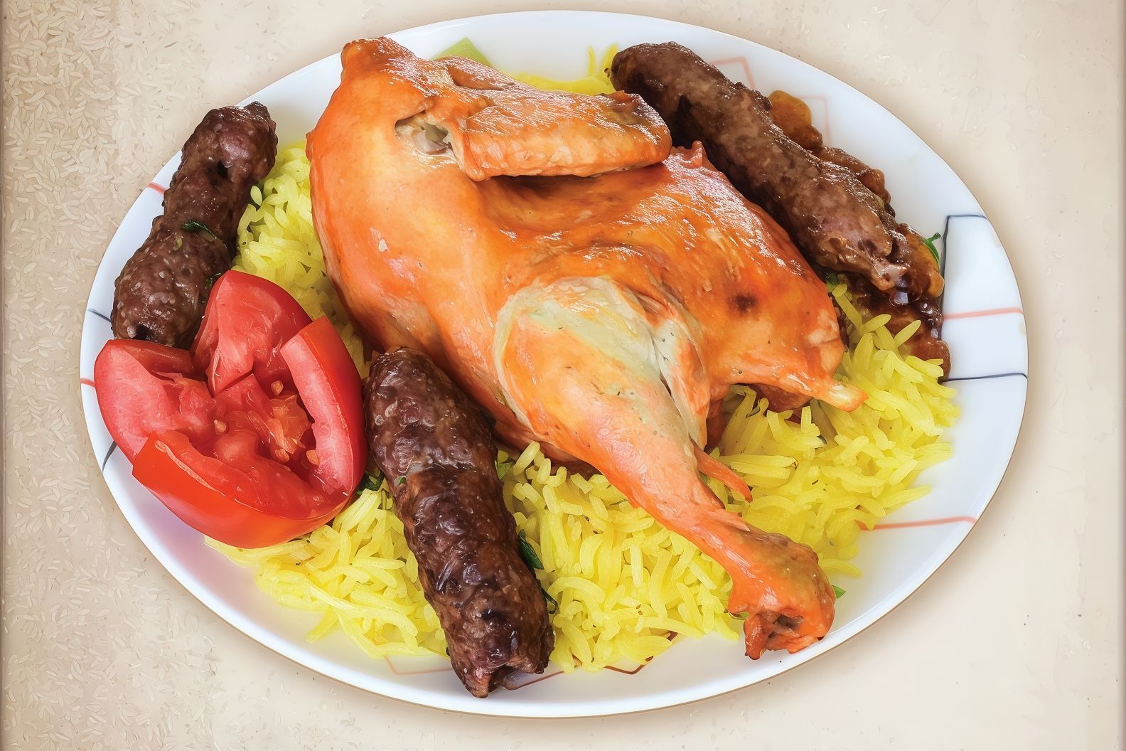 3 Pieces Of Kofta And Half Mandi Chicken And Rice