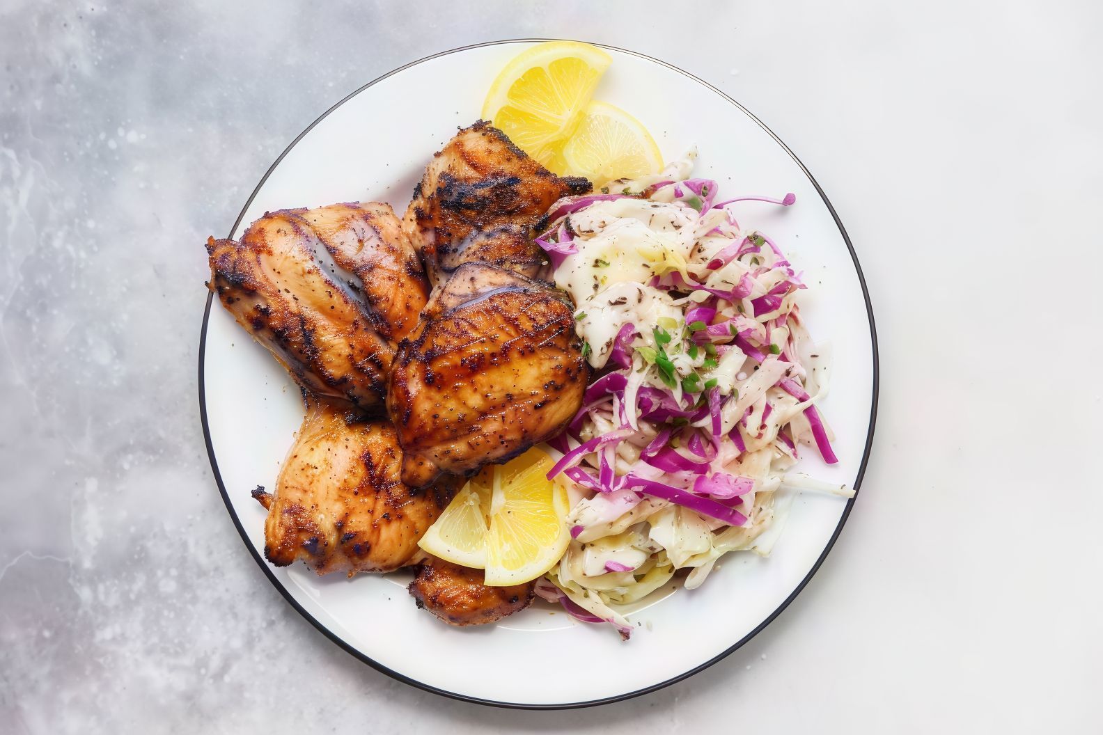 Quarter grilled chicken thigh meal