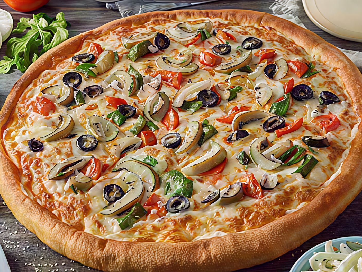 Vegetables And Mozzarella Cheese Oriental Pizza
