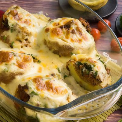 Artichokes with Bechamel and Minced Meat