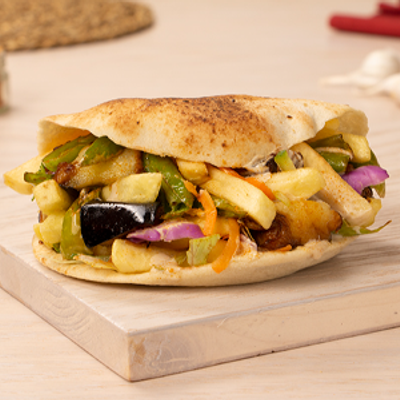 French Fries With Eggplant Sandwich