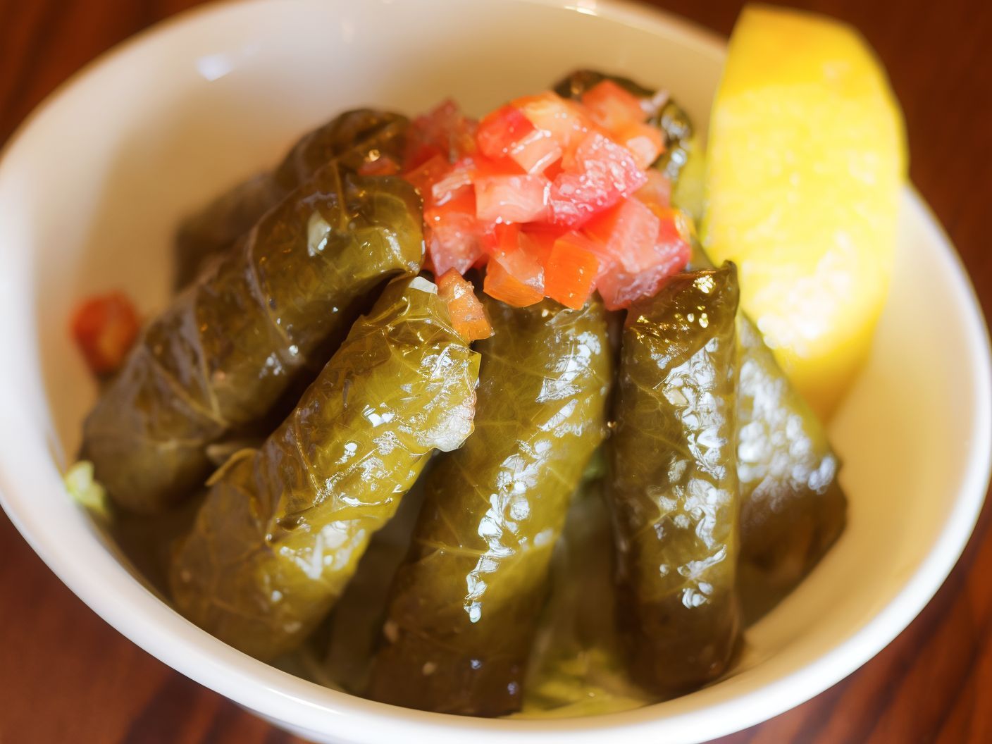 Vine Leaves With Olive Oil And Lemon Juice