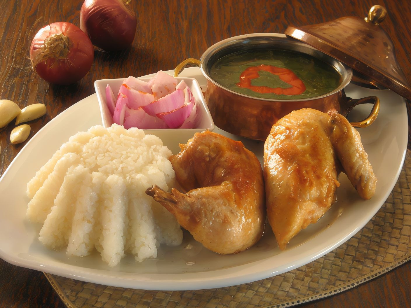 Chicken With Molokhia Platter