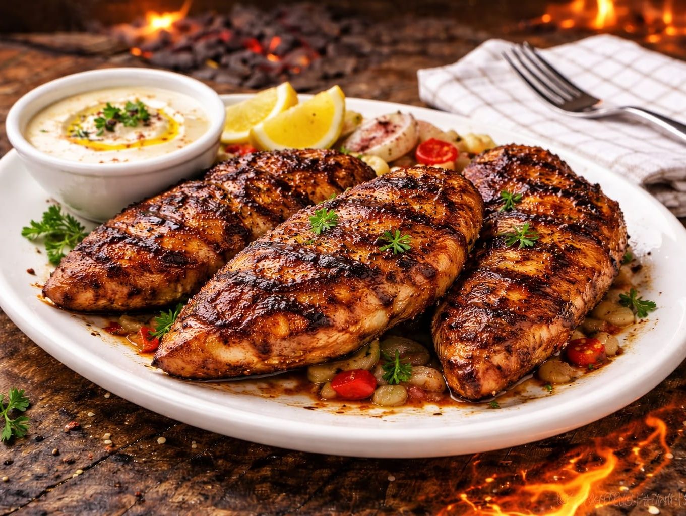 Grilled chicken breasts
