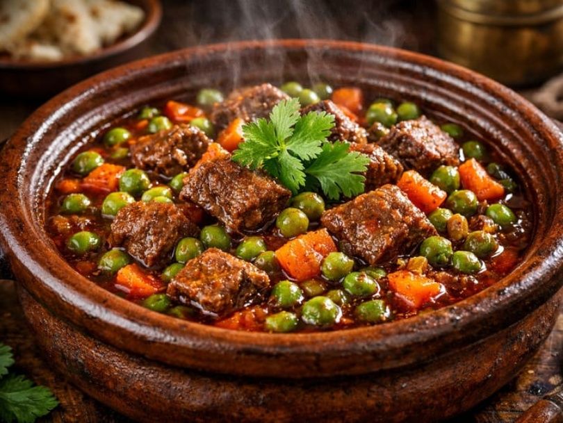 Peas and Carrot Tagine with Meat