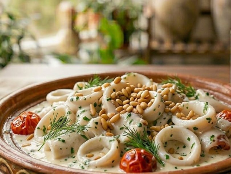 Calamari Squid Casserole with White Sauce