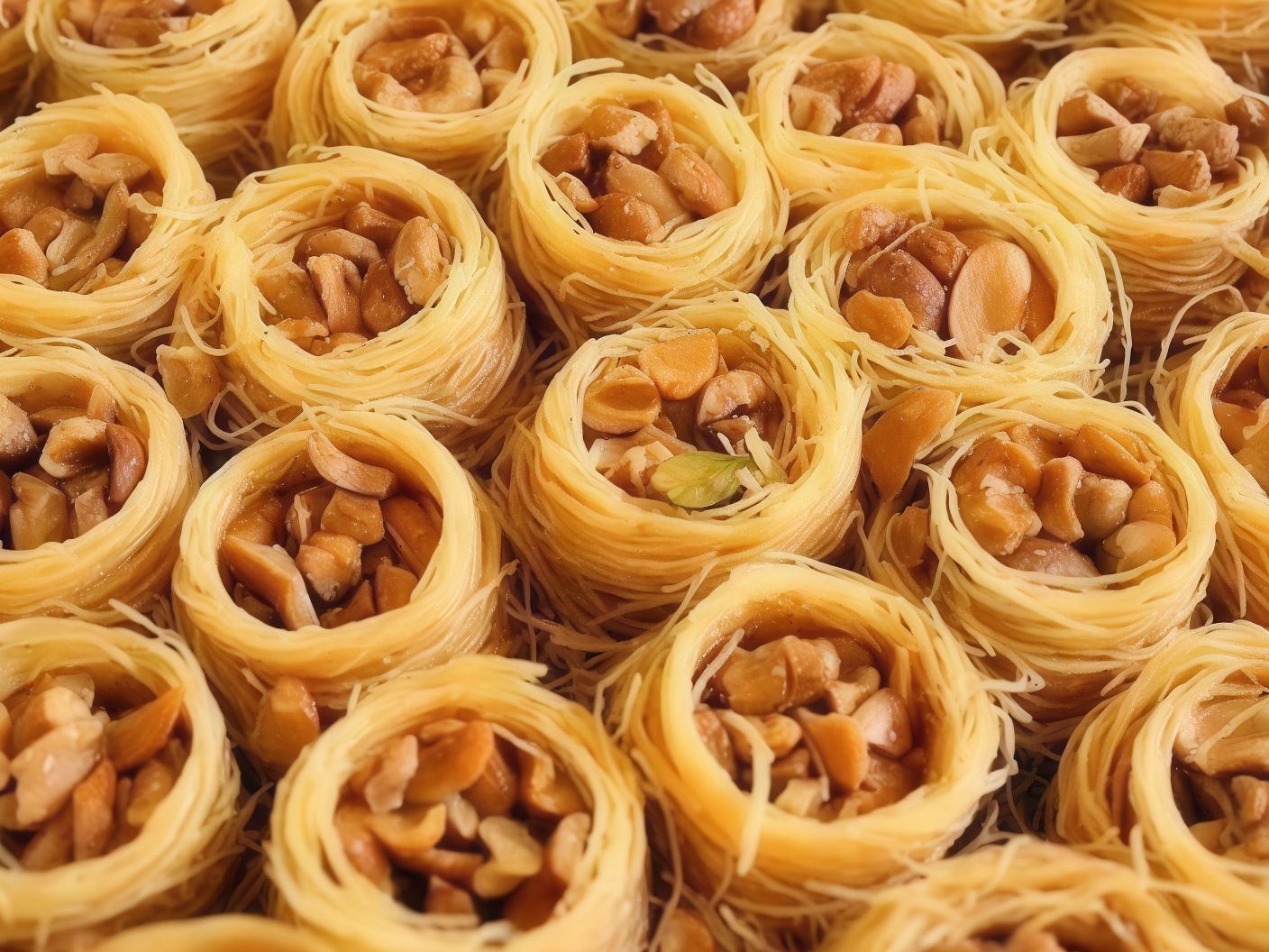 Kunafa nest with hazelnuts