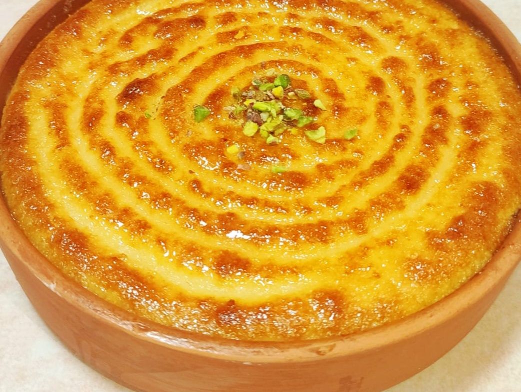 Basbousa Tagine with Qeshta Cream