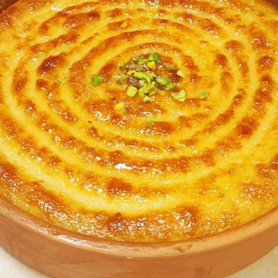 Basbousa Casserole with Qeshta Cream
