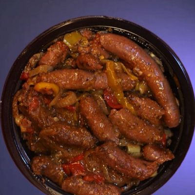 Pasta sauce with sausage fingers