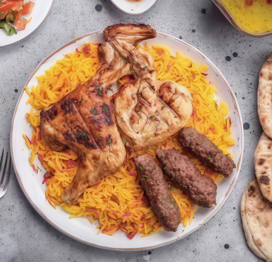 Quarter Mandi Or Grilled And 3 Pieces Kofta And 2 Pieces Tarb