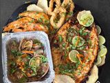 Grey Mullet fish, shrimp, squid, and clams