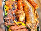 Fard Pigeon with kofta, a quarter chicken, and Mombar