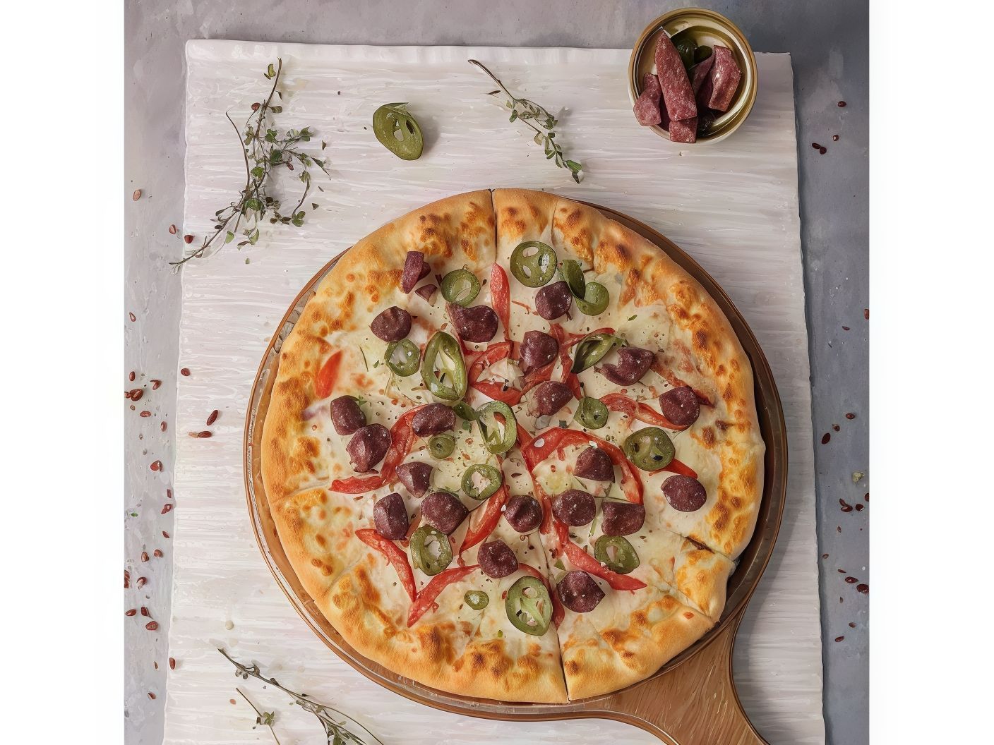 Oriental Salami Pizza