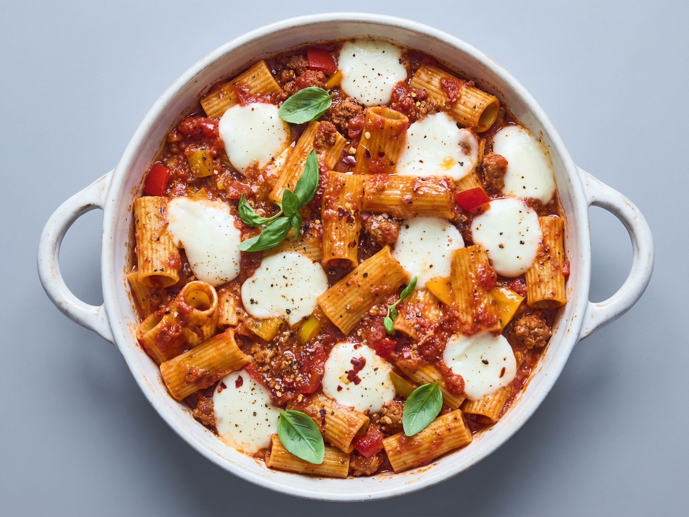 Italian mixed pasta with meat