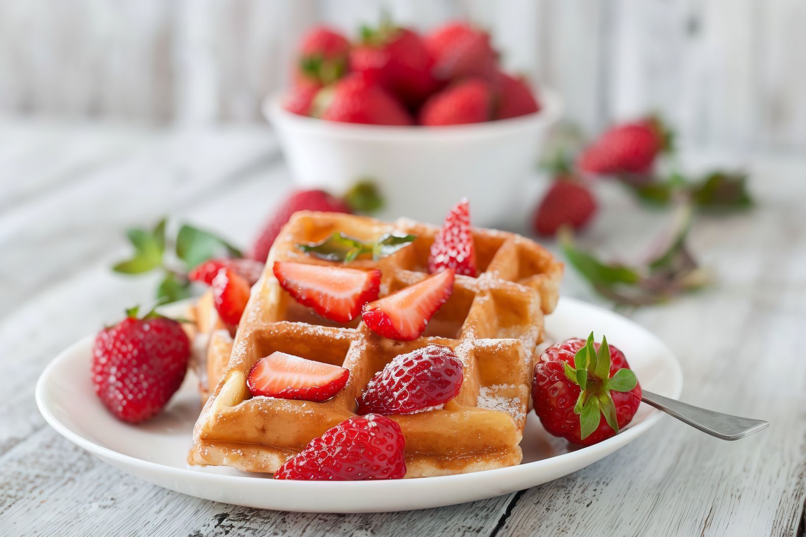 Belgian Waffle Honey and Fruits