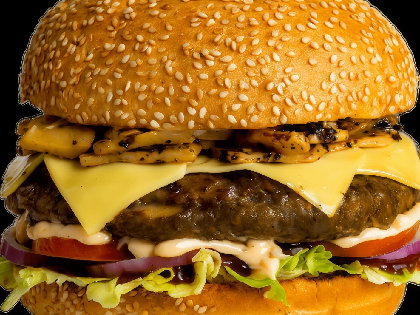 Mushroom Beef Burger Sandwich