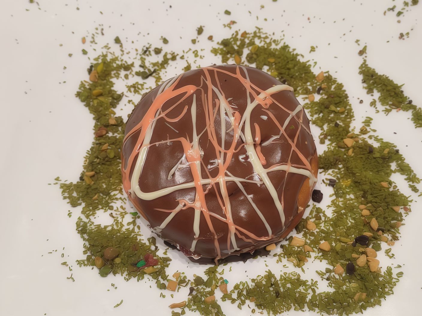 Large Dubai chocolate stuffed with pistachio kunafa