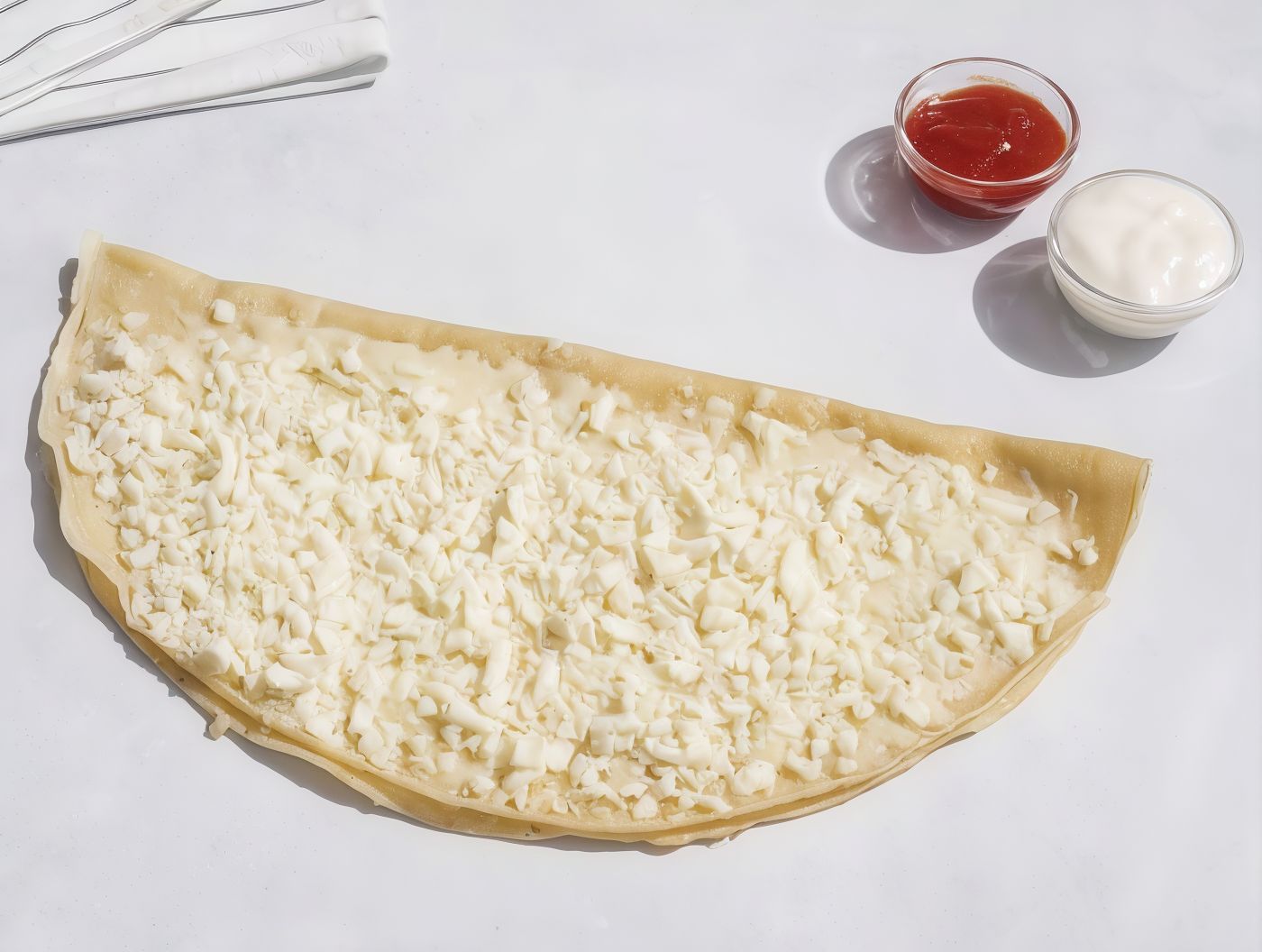 Margarit crepe with mozzarella cheese