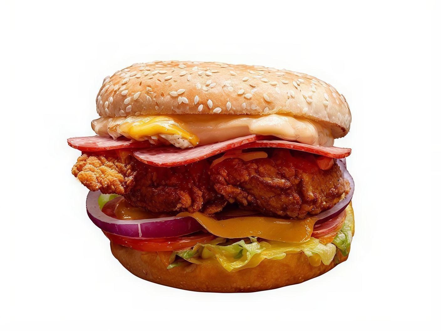 Salami Chicken Burger Sandwich