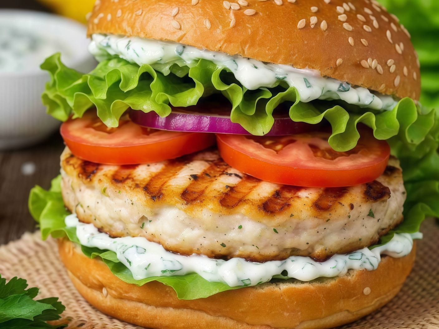 Smoked Turke Grilled Chicken Burger Sandwich