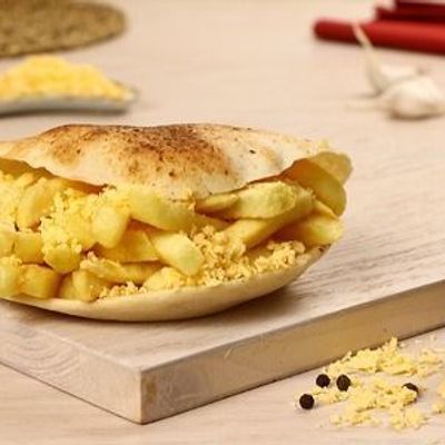 French fries sandwich with cheddar cheese