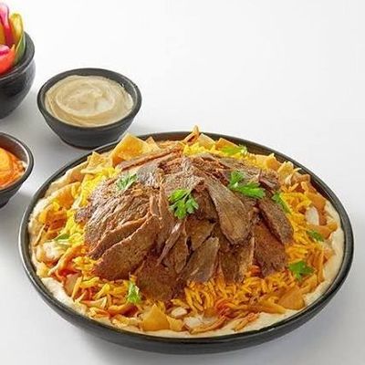 Syrian Meat Shawarma Fatteh Extra Cheese And Mushrooms