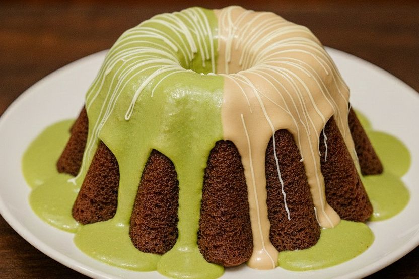 Molten cake with pistachio and Kinder spread
