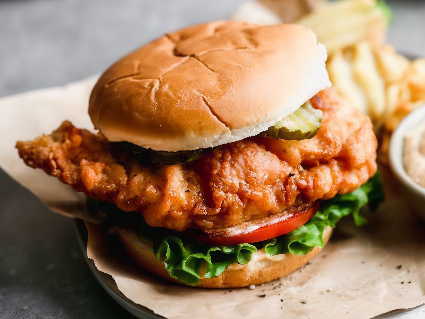 Chicken Burger With Eggs Sandwich