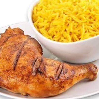 ربع دجاج وفخذ مع أرز مثبي