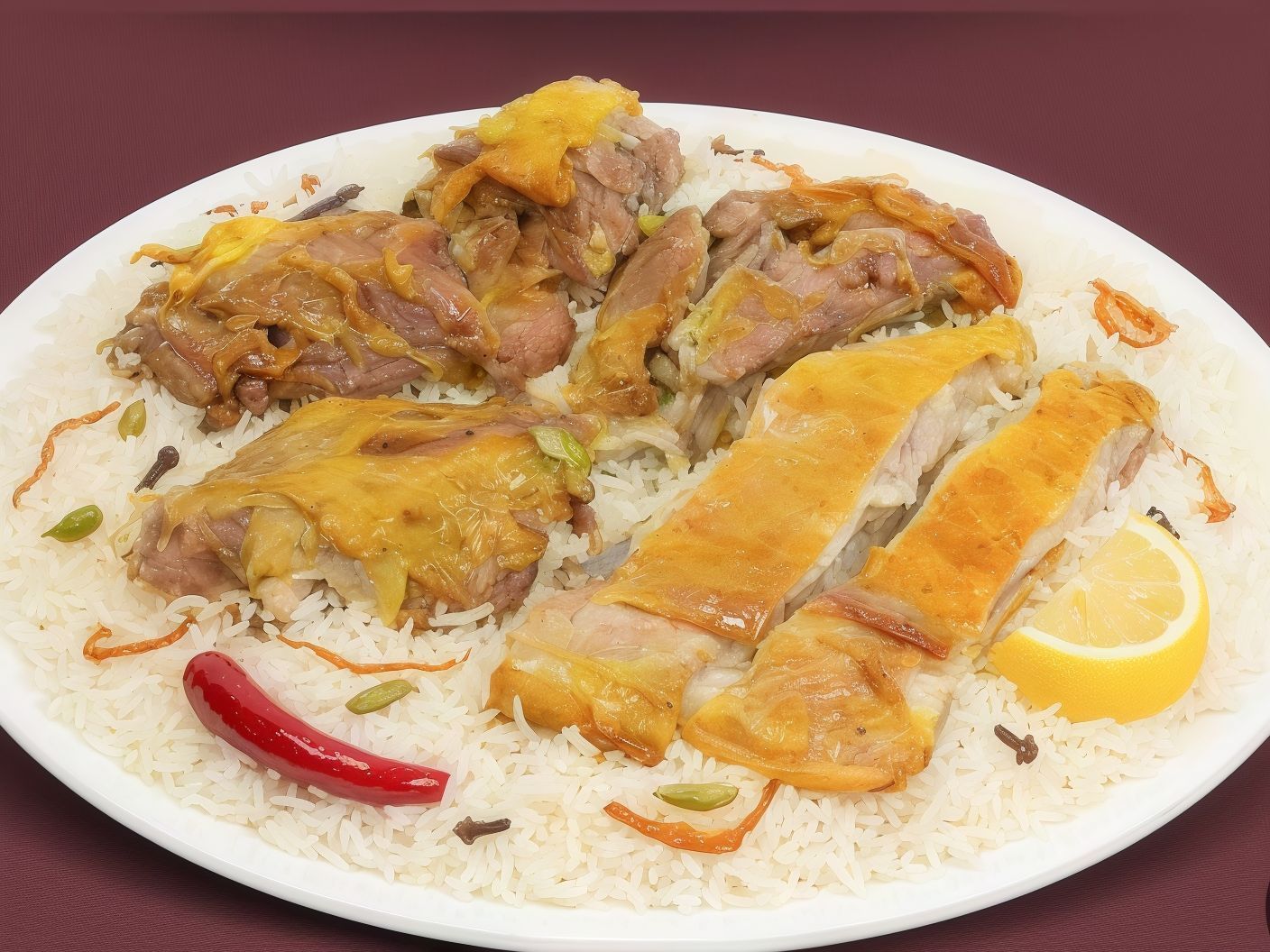 1/8 Mandi Lamb Pieces Of Meat, Rice And Sahawy